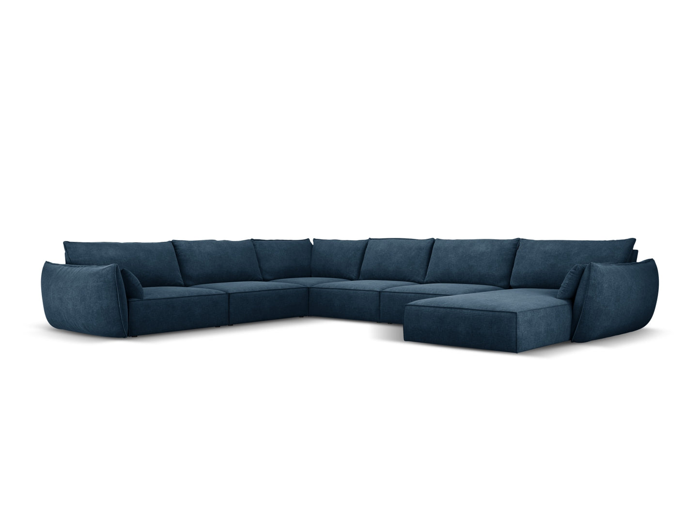 Kaelle — Panoramic Sofa Royal Blue (Over The Horizon 78) Black Plastic Left
