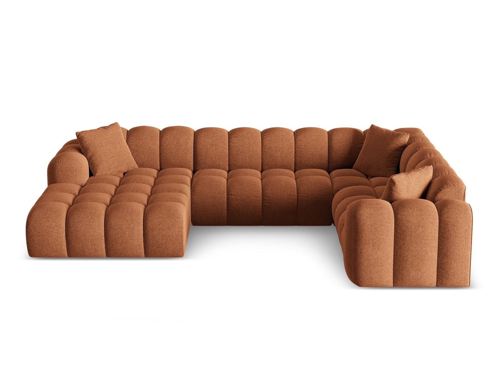 Treno — Panoramic Corner Sofa Brick (Eden 10 Terra) Must plastik parem