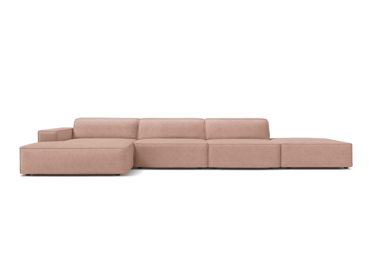 Jodie — Corner Sofa Powder Pink (Baloo 2072) Black Plastic Left