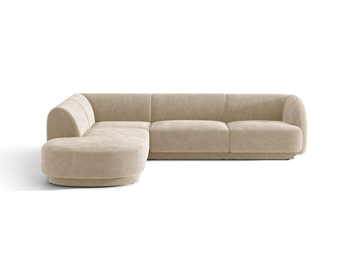 Miley — Corner Sofa Beige (Eden 3 Cream) Black Plastic Left