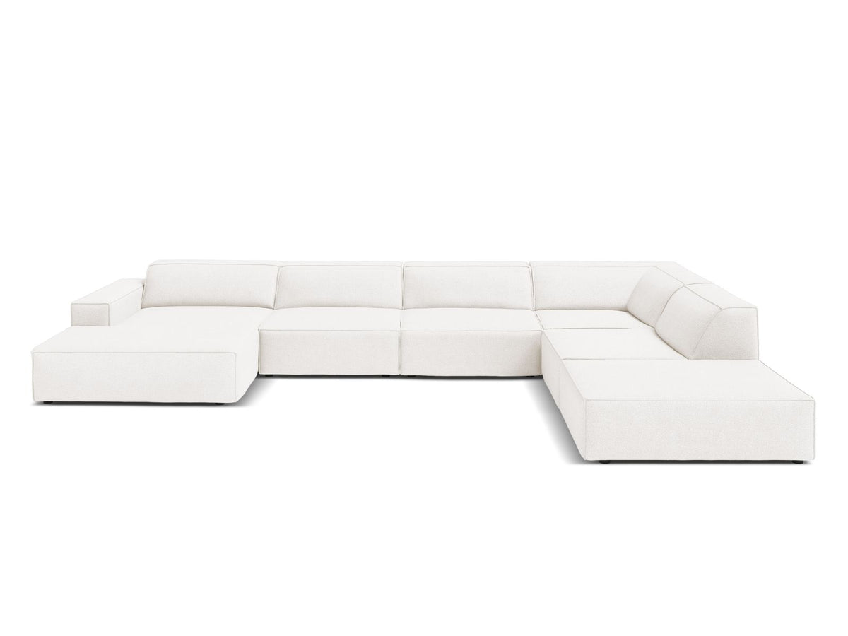 Jodie — Panoramic Sofa White (Baloo 2073) Black Plastic Right