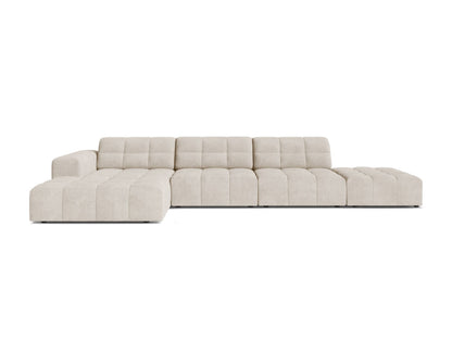 Jennifer — Corner Sofa Light Beige (Eden 2 Pearl) Black Plastic Left