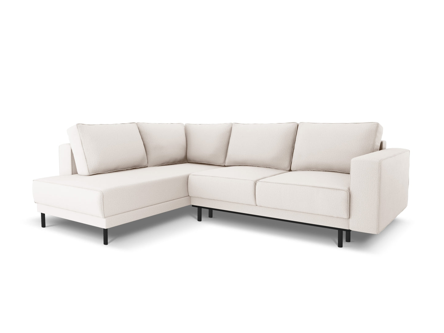 Caro — Corner Sofa Light Beige (Megan 351) Black Beech Wood Left