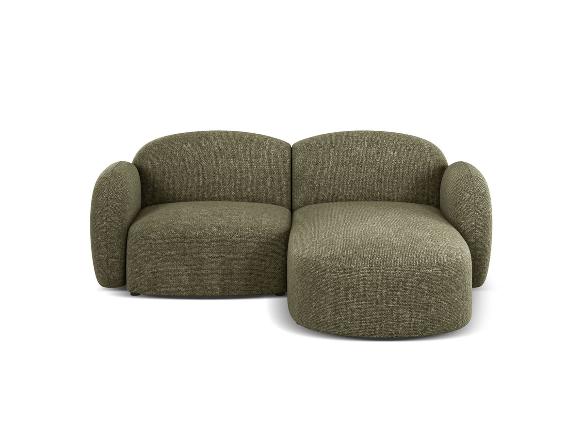 Blair — Corner Sofa Green (Eden 12 Olive) Black Plastic Right