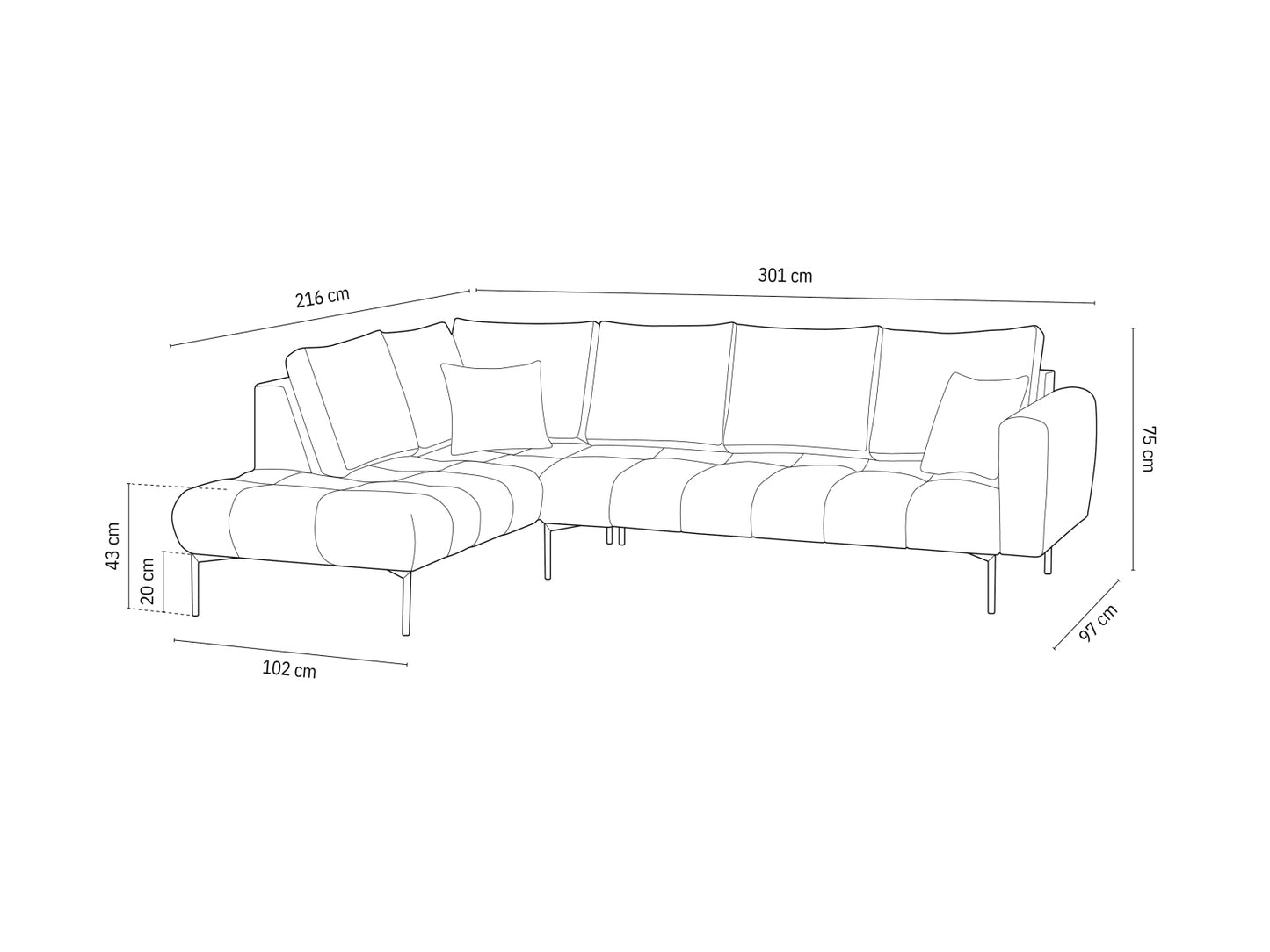 Hastings — Corner Sofa (301x216x75 cm)