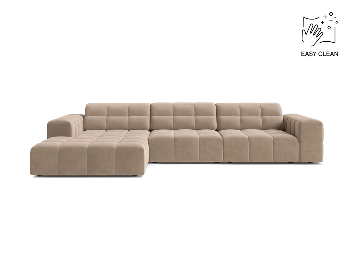 Jennifer — Corner Sofa Beige (Venus 2928) Black Plastic Left