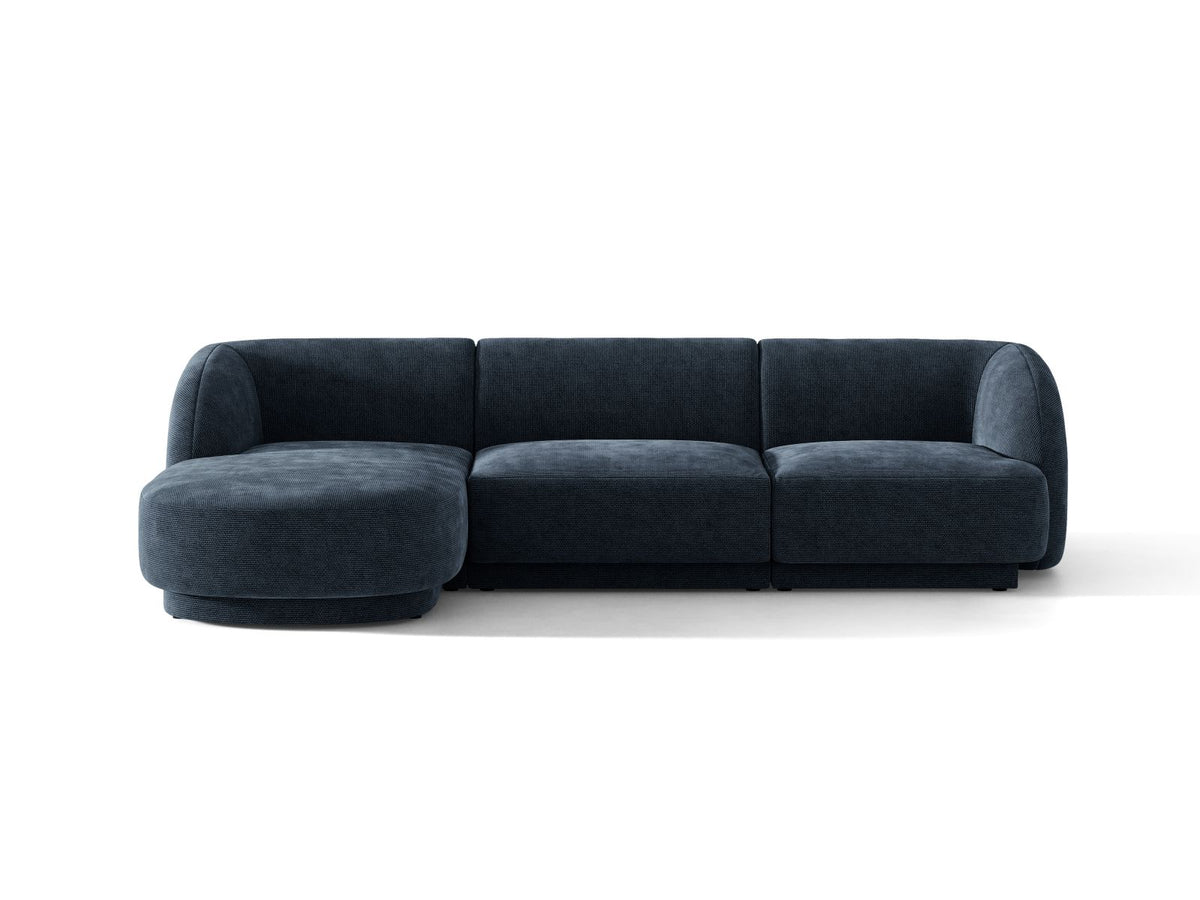 Miley — Corner Sofa Royal Blue (Haga 86) Black Plastic Left