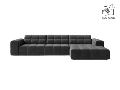 Jennifer — Corner Sofa Grey (Venus 2930) Black Plastic Right