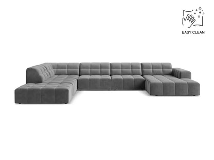 Jennifer — Panoramic Sofa Light Grey (Venus 2929) Black Plastic Left