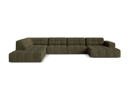 Jennifer — Panoramic Sofa Green (Eden 12 Olive) Black Plastic Left