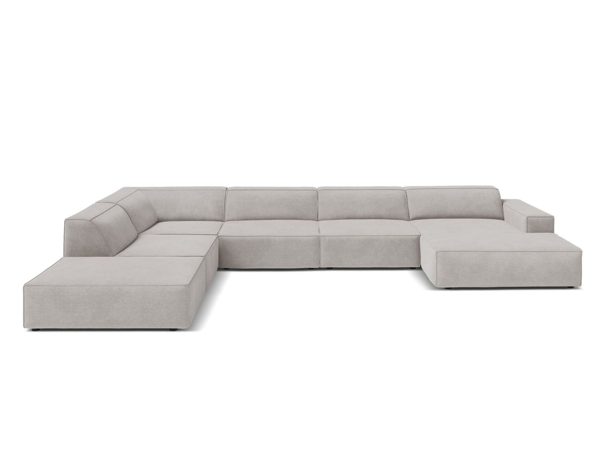Jodie — Panoramic Sofa Light Grey (Liberty 18) Black Plastic Left