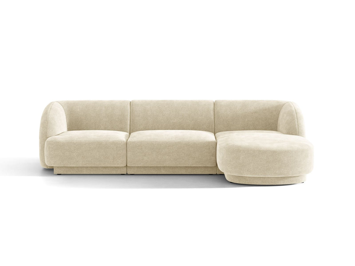 Miley — Corner Sofa Light Beige (Haga 23) Black Plastic Right