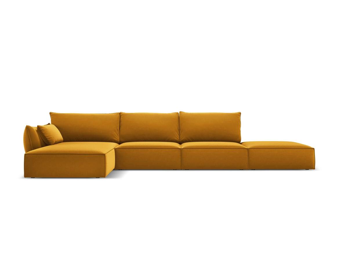 Kaelle — Corner Sofa Yellow (Bluvel 68) Black Plastic Left