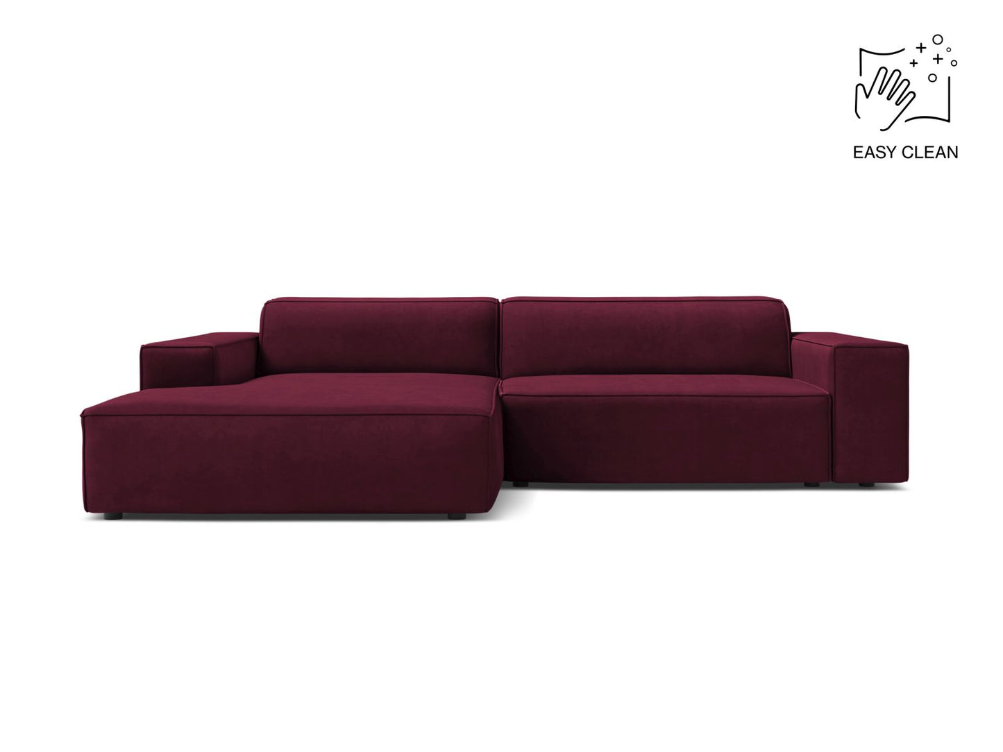 Jodie — Corner Sofa (224x162x77 cm) Burgundy (Venus 2932) Left