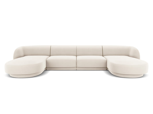 Miley — Panoramic Sofa Light Beige (Bluvel 22) Black Plastic
