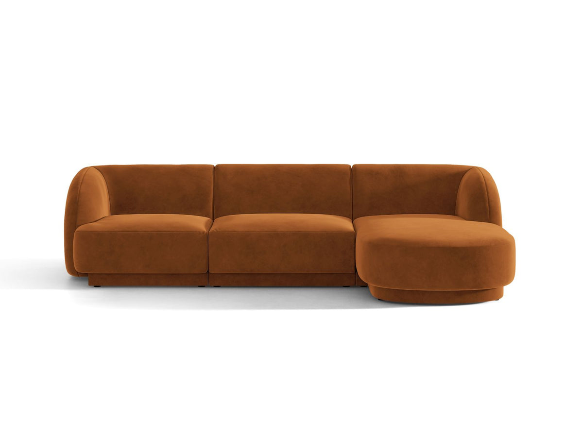 Miley — Corner Sofa Terracotta (Bluvel 4215) Black Plastic Right