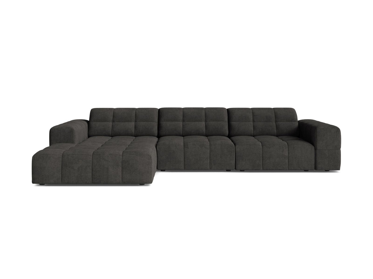 Jennifer — Corner Sofa Dark Grey (Eden 20 Graphite) Black Plastic Left