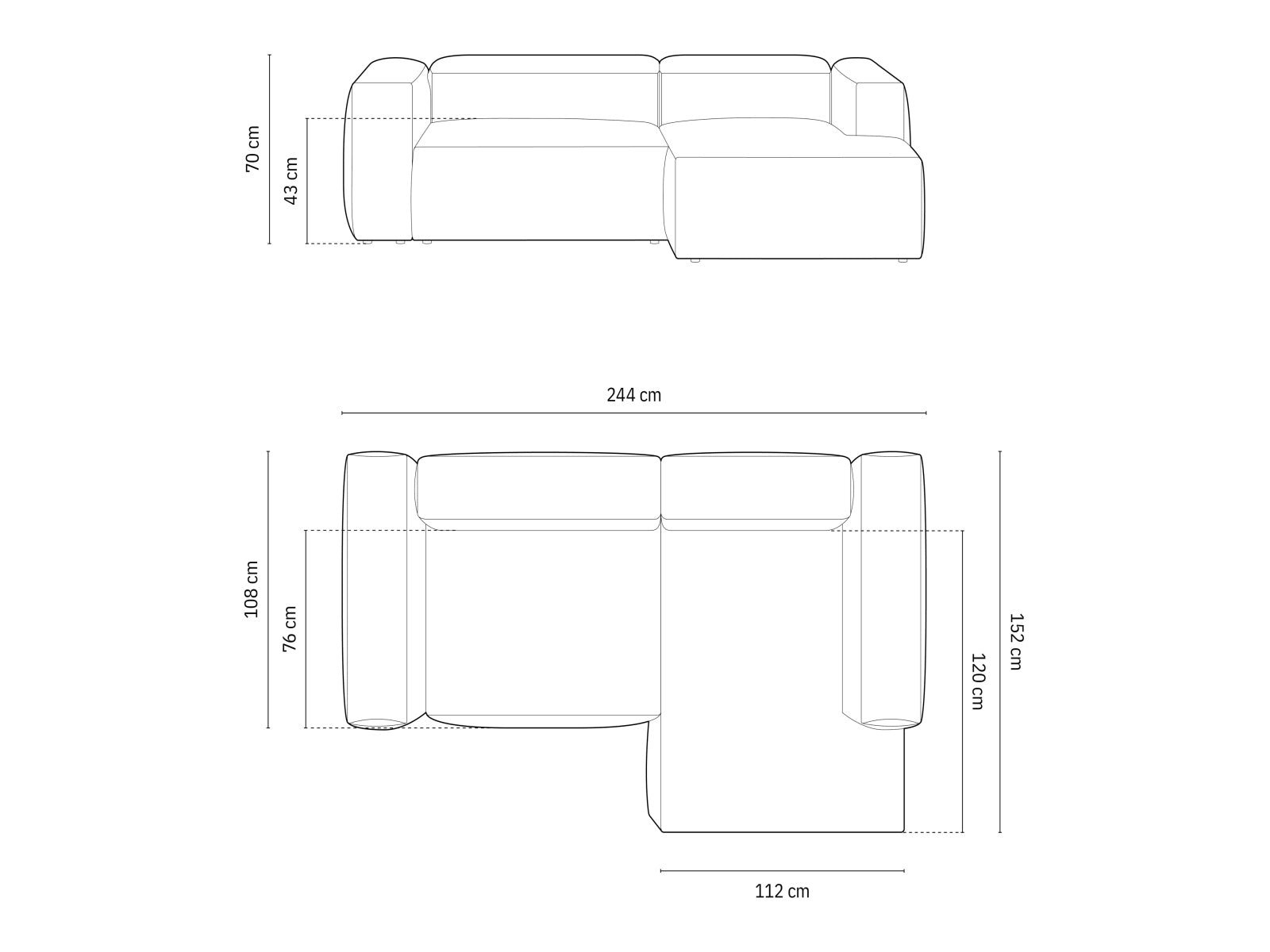Bergamo — Corner Sofa (244x152x70 cm)