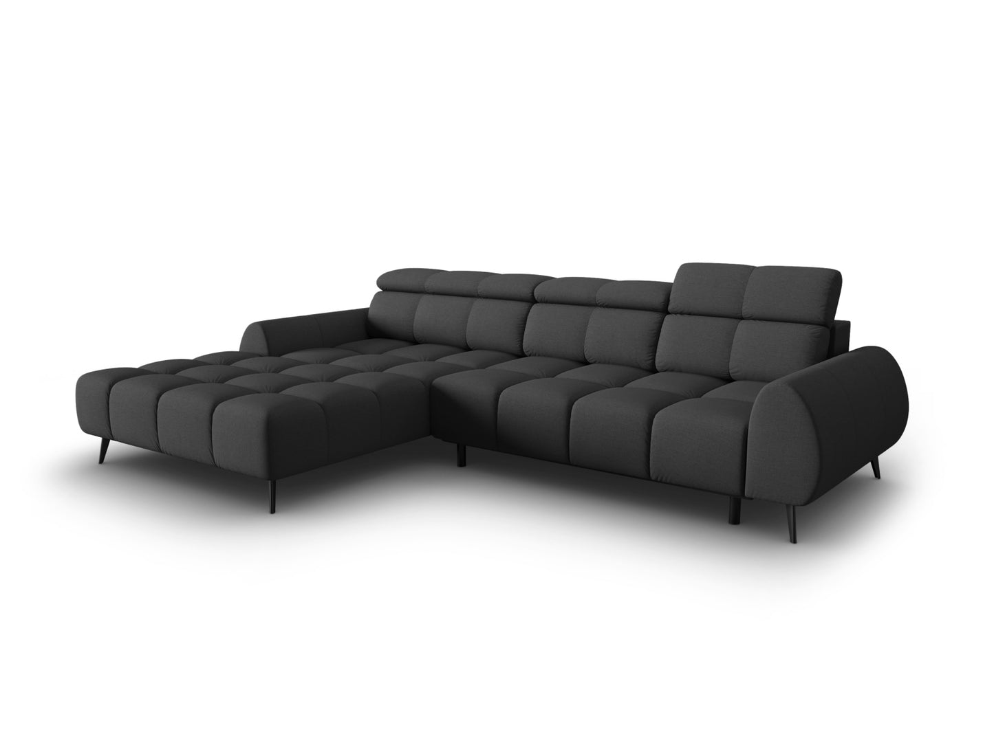Alyse — Corner Sofa Dark Grey (Nea 16) Black Metal Left