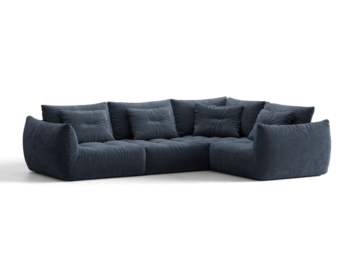 Bloom — Corner Sofa Navy Blue (Wind 77) Black Plastic Right