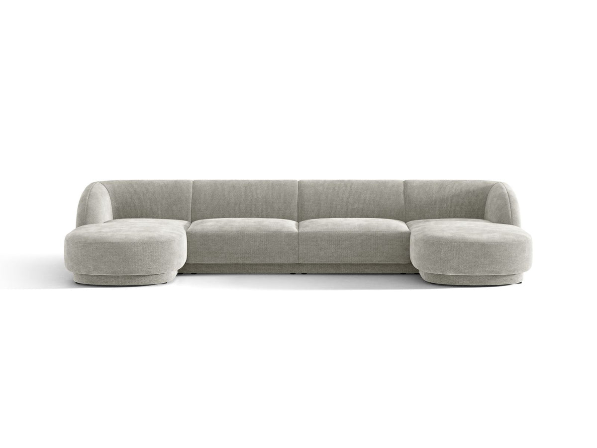 Miley — Panoramic Sofa Light Grey (Haga 06) Black Plastic
