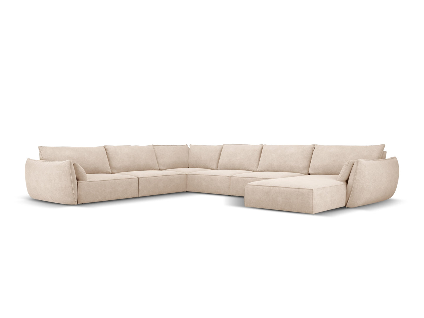 Kaelle — Panoramic Sofa Beige (Over The Horizon 08) Black Plastic Left