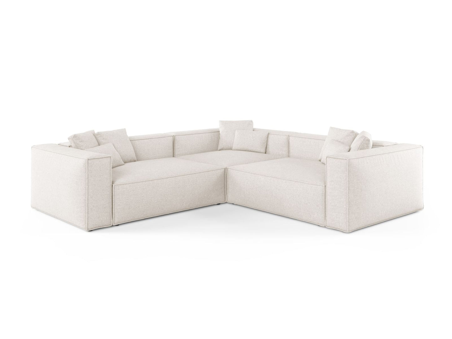 Aveiro — Corner Sofa Light Beige (Eden 2 Pearl) Black Plastic