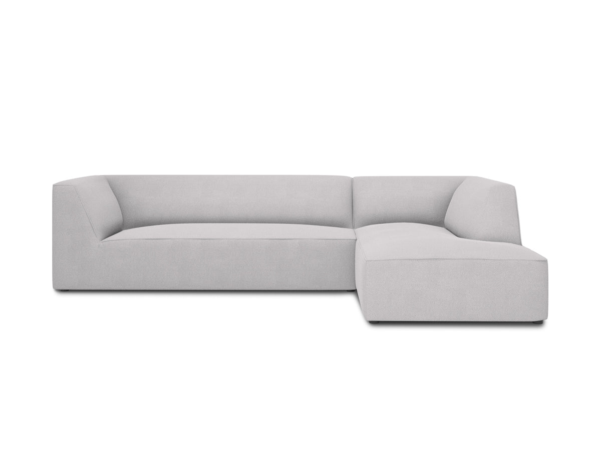 Ruby — Corner Sofa Light Grey (Ottawa 9) Black Plastic Right