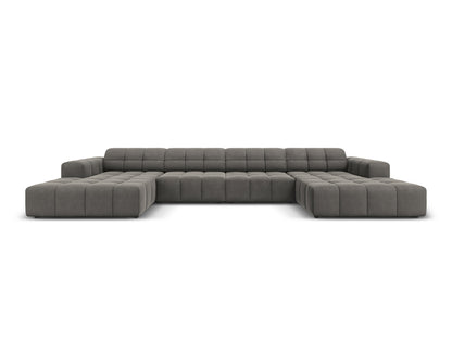 Chicago — Panoramic Sofa Light Grey (Bluvel 13) Black Plastic