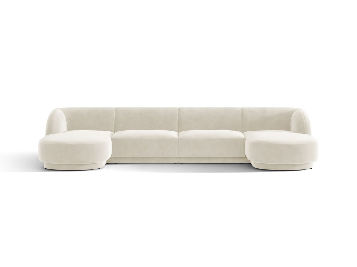 Miley — Panoramic Sofa Light Beige (Bluvel 22) Black Plastic