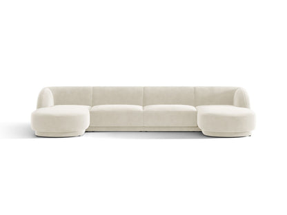 Miley — Panoramic Sofa Light Beige (Bluvel 22) Black Plastic