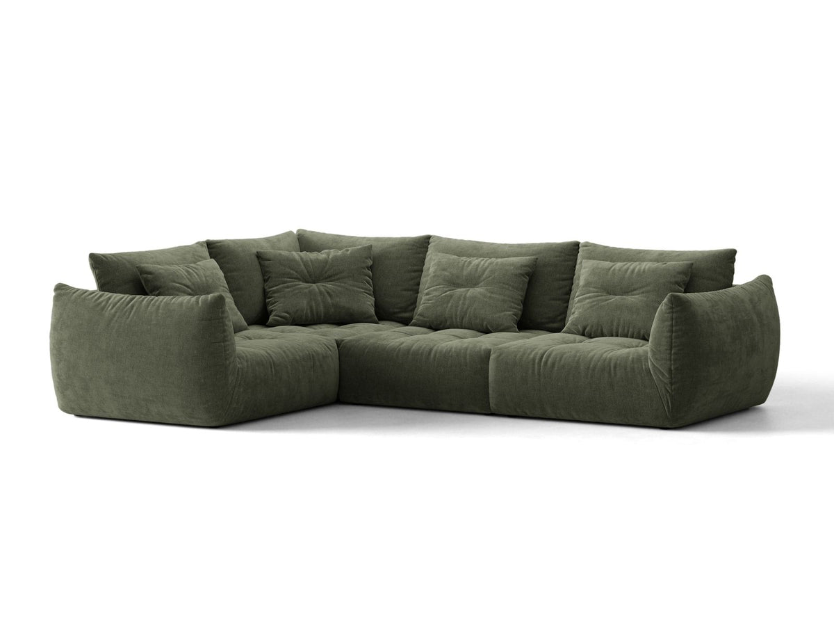 Bloom — Corner Sofa Moss Green (Wind 75) Black Plastic Left