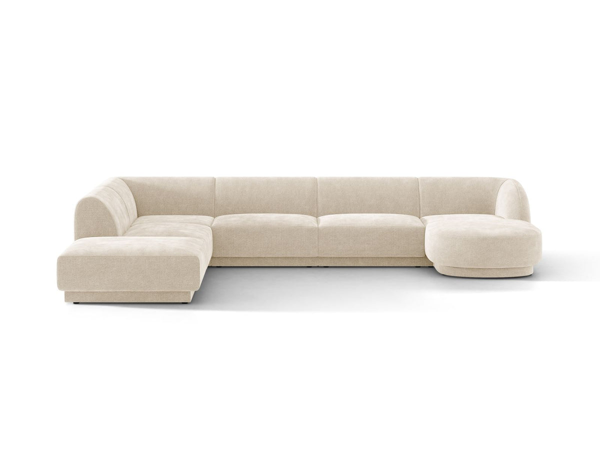 Miley — Panoramic Sofa Ivory (Eden 1 Ivory) Black Plastic Left