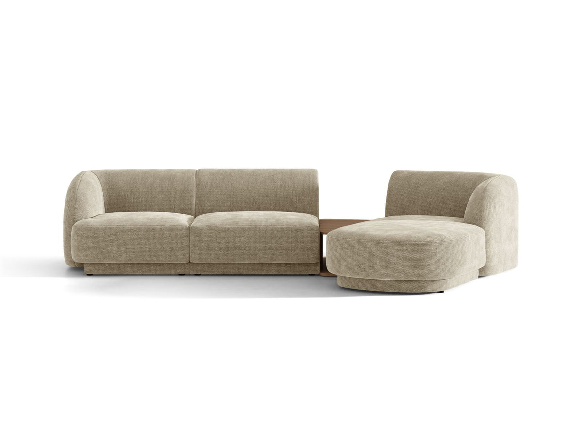 Miley — Sofa Dark Beige (Eden 4 Beige) Black Plastic Right