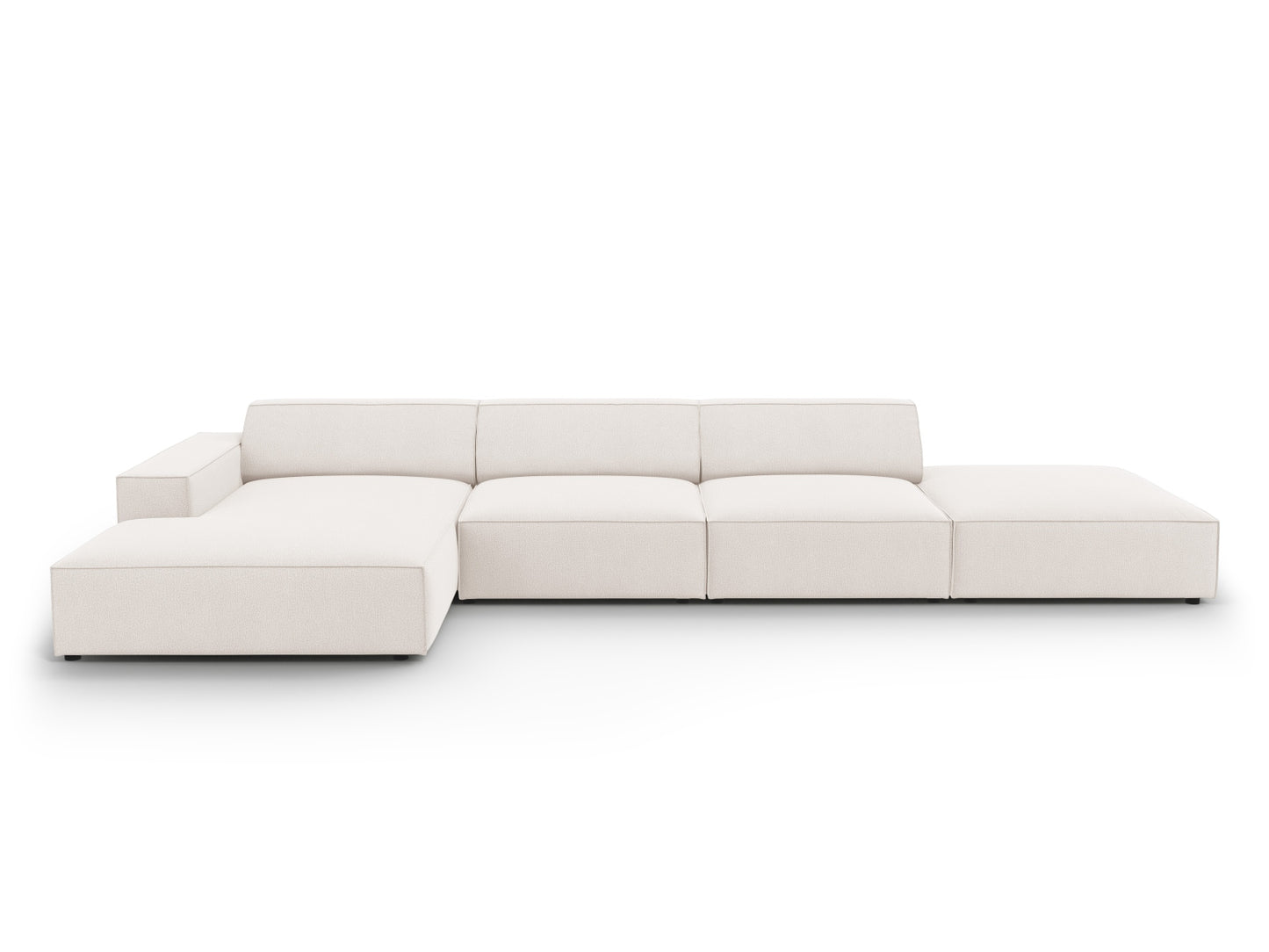 Jodie — Corner Sofa Light Beige (Megan 351) Black Plastic Left