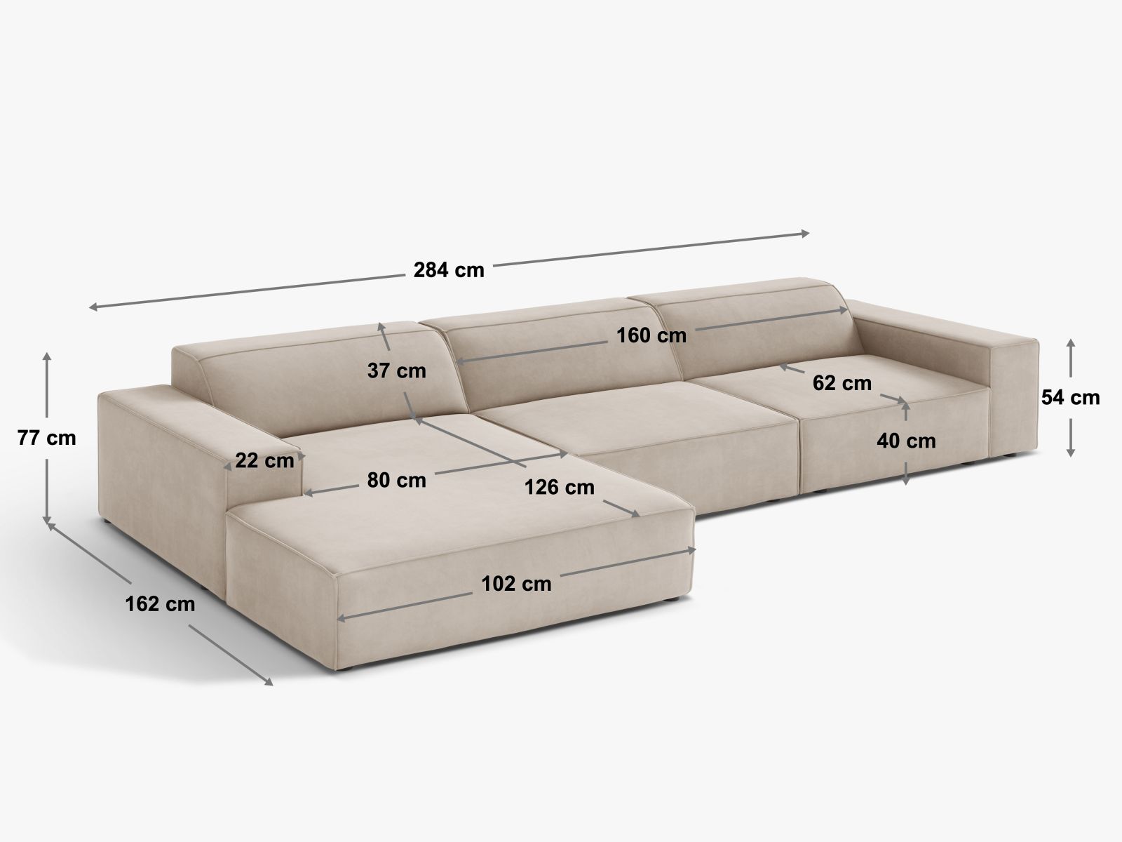 Jodie — Corner Sofa (284x162x77 cm)
