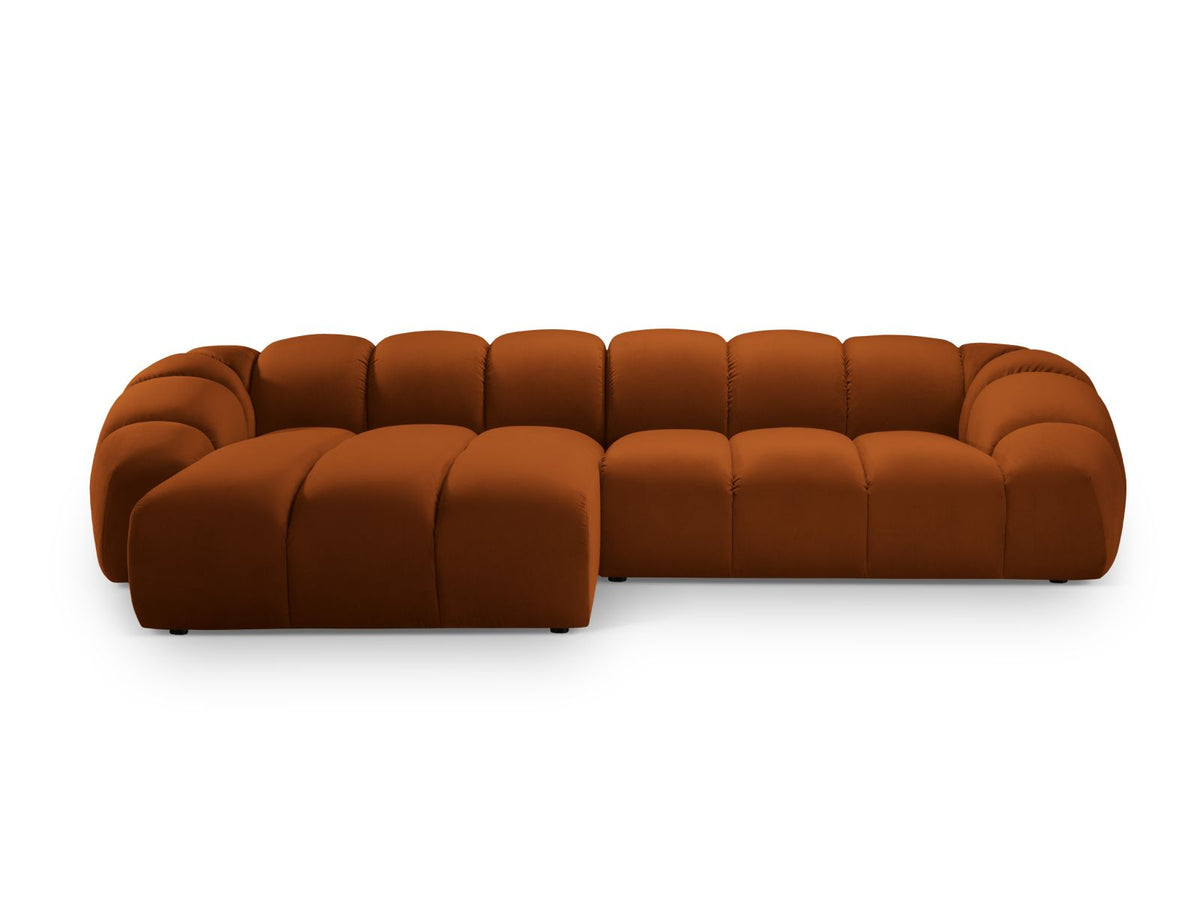 Diana — Corner Sofa Terracotta (Salvador 14) Black Plastic Left
