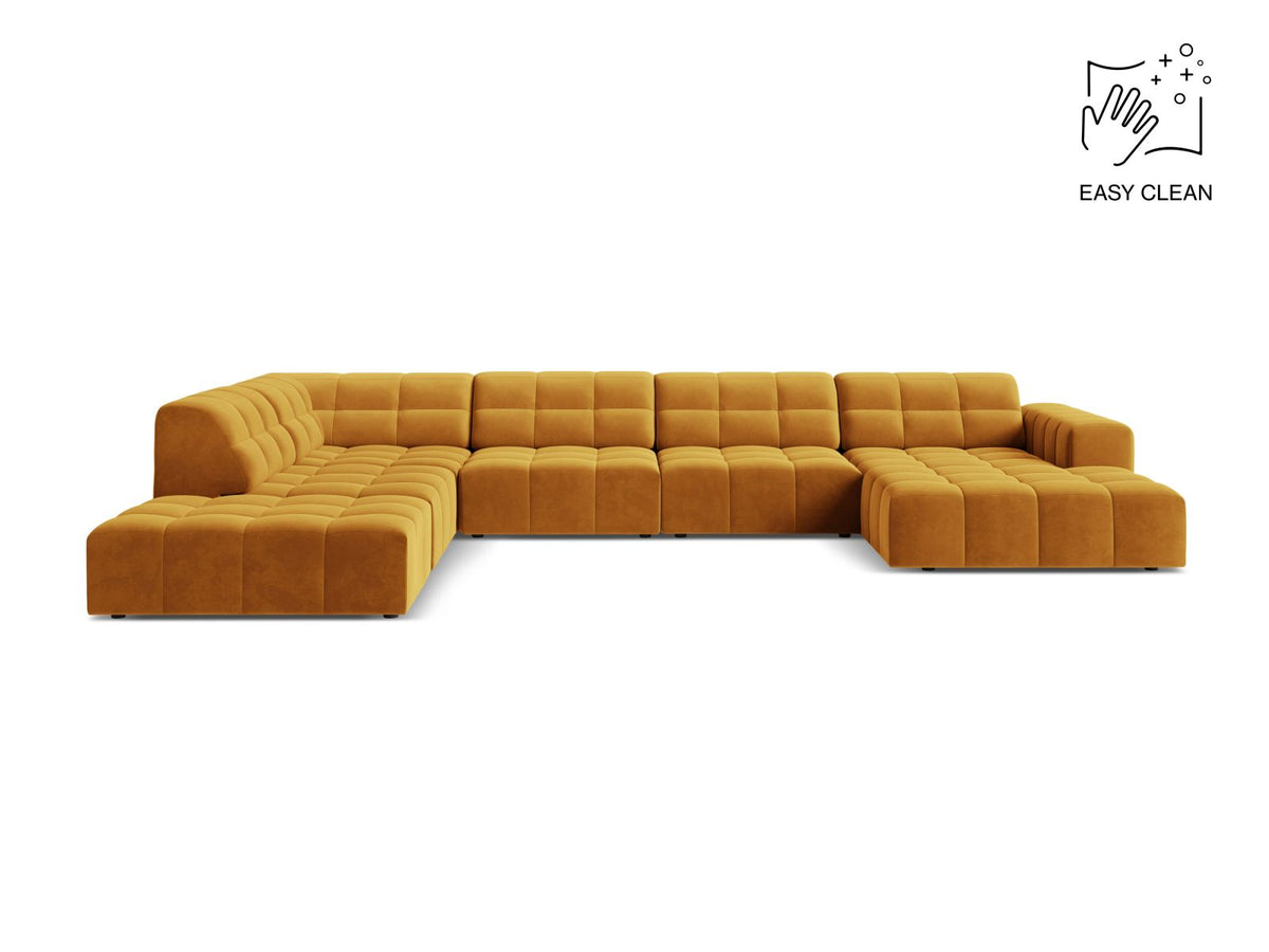 Jennifer — Panoramic Sofa Yellow (Venus 2917) Black Plastic Left