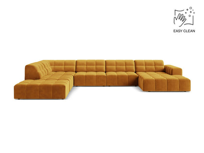 Jennifer — Panoramic Sofa Yellow (Venus 2917) Black Plastic Left