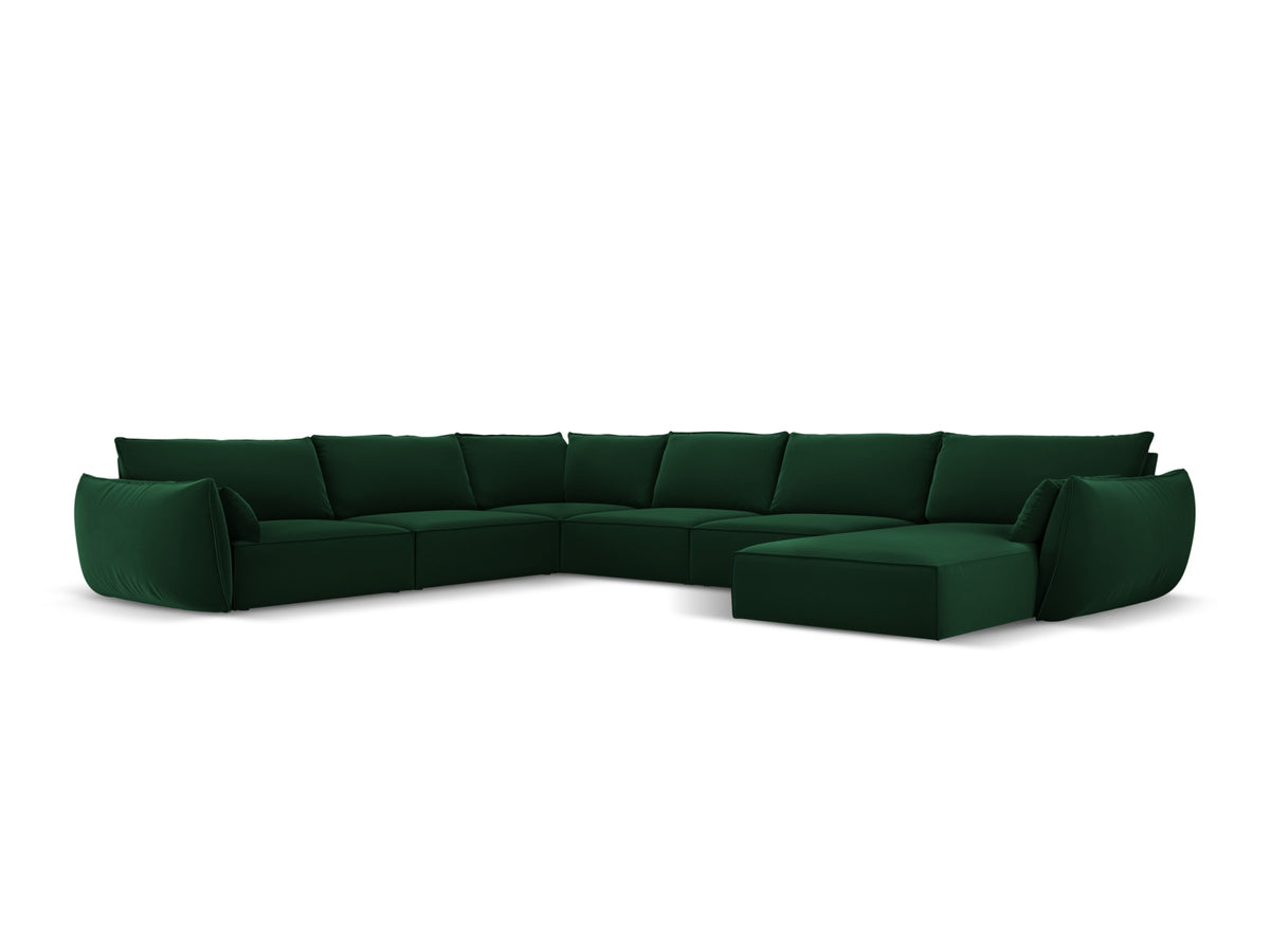 Kaelle — Panoramic Sofa Bottle Green (Bluvel 78) Black Plastic Left