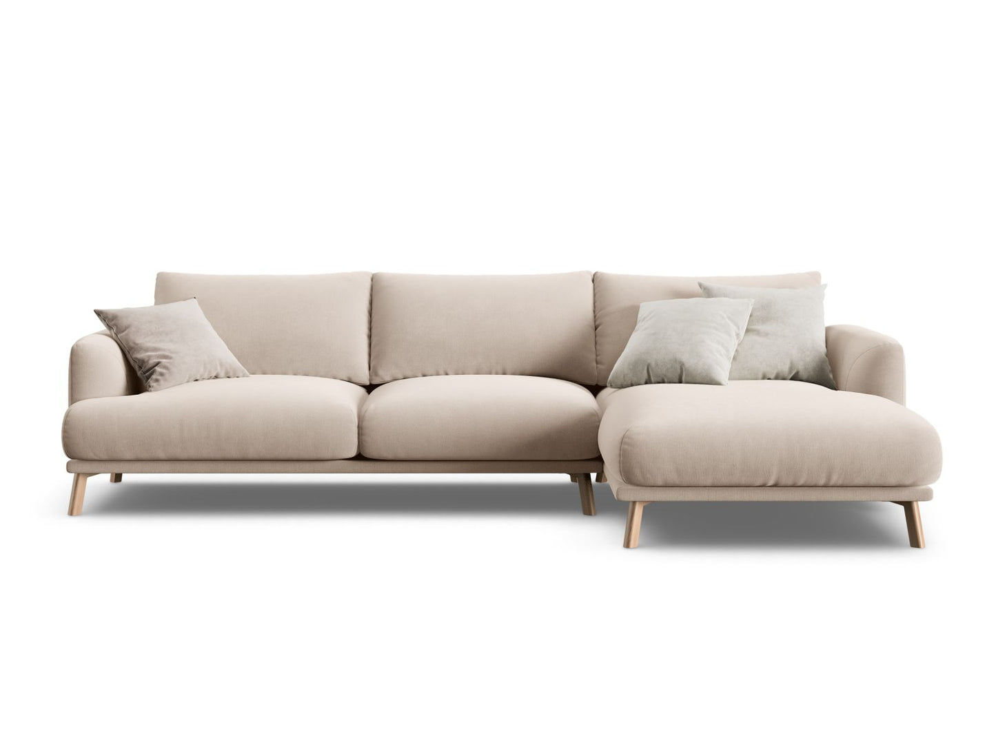 Naomi — Corner Sofa Beige (Salvador 1) Wood Right
