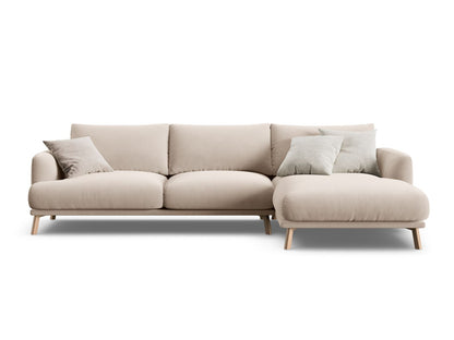 Naomi — Corner Sofa Beige (Salvador 1) Wood Right
