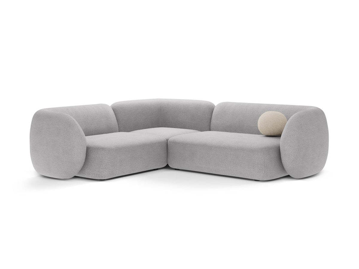 Kate — Corner Sofa Light Grey (Baloo 2085) Black Plastic