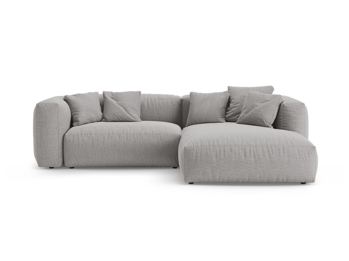 Martina — Corner Sofa Light Grey (Boston Light Grey) Black Plastic Right