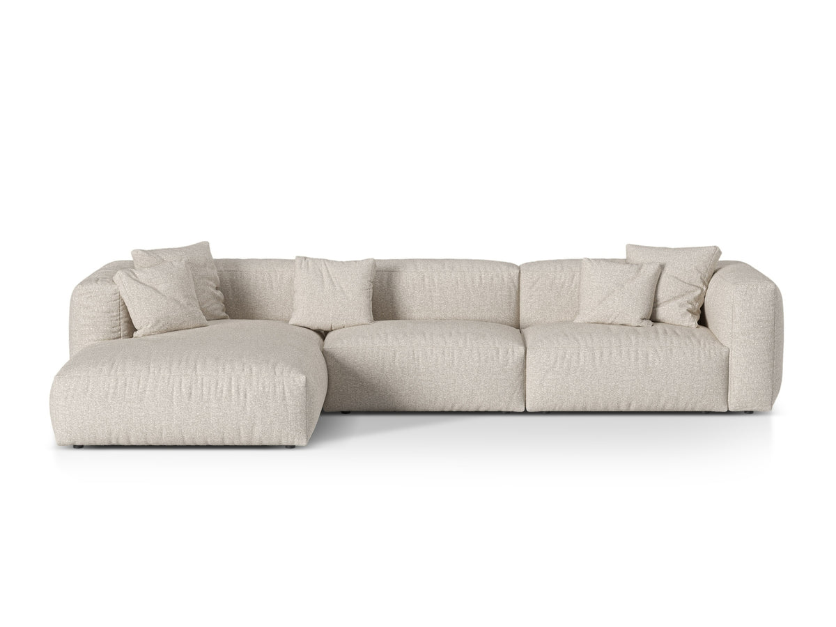 Martina — Corner Sofa Beige (Monet Sand) Black Plastic Left