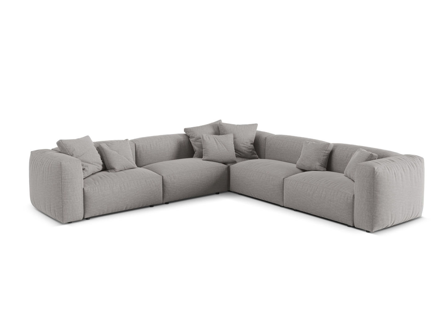 Martina — Corner Sofa Light Grey (Boston Light Grey) Black Plastic