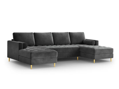 Aspen — Panoramic Sofa Dark Grey (Salvador 18) Gold Metal