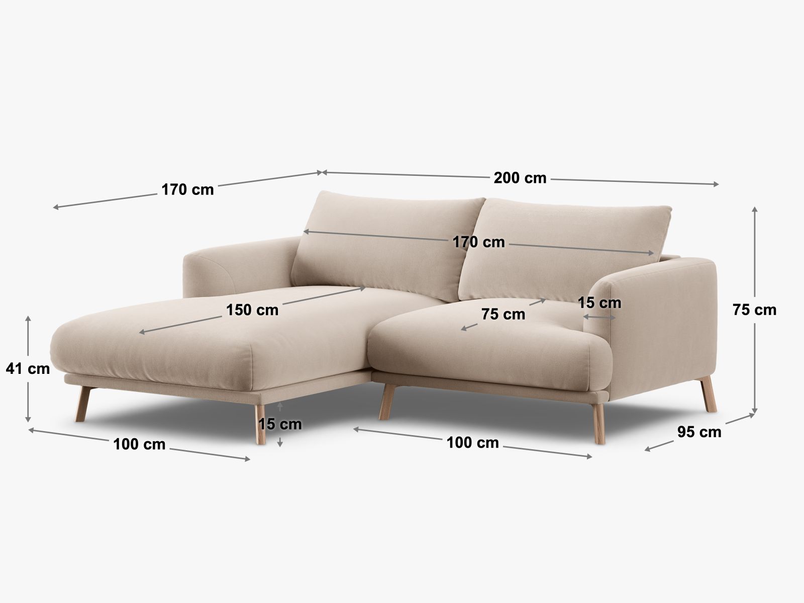 Naomi — Corner Sofa (200.0x170.0x75.0 cm)