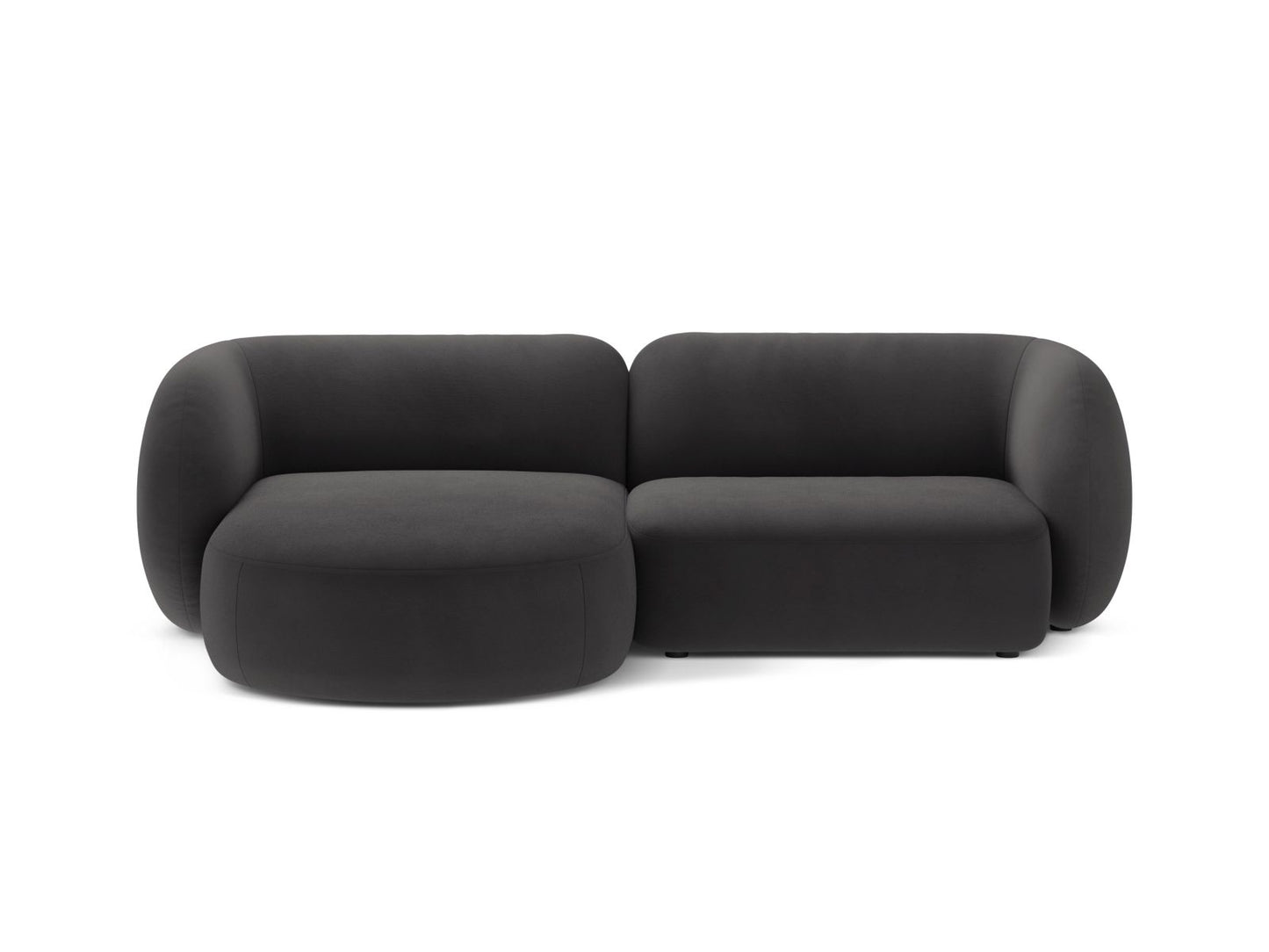 Kate — Corner Sofa Dark Grey (Salvador 18) Black Plastic Left