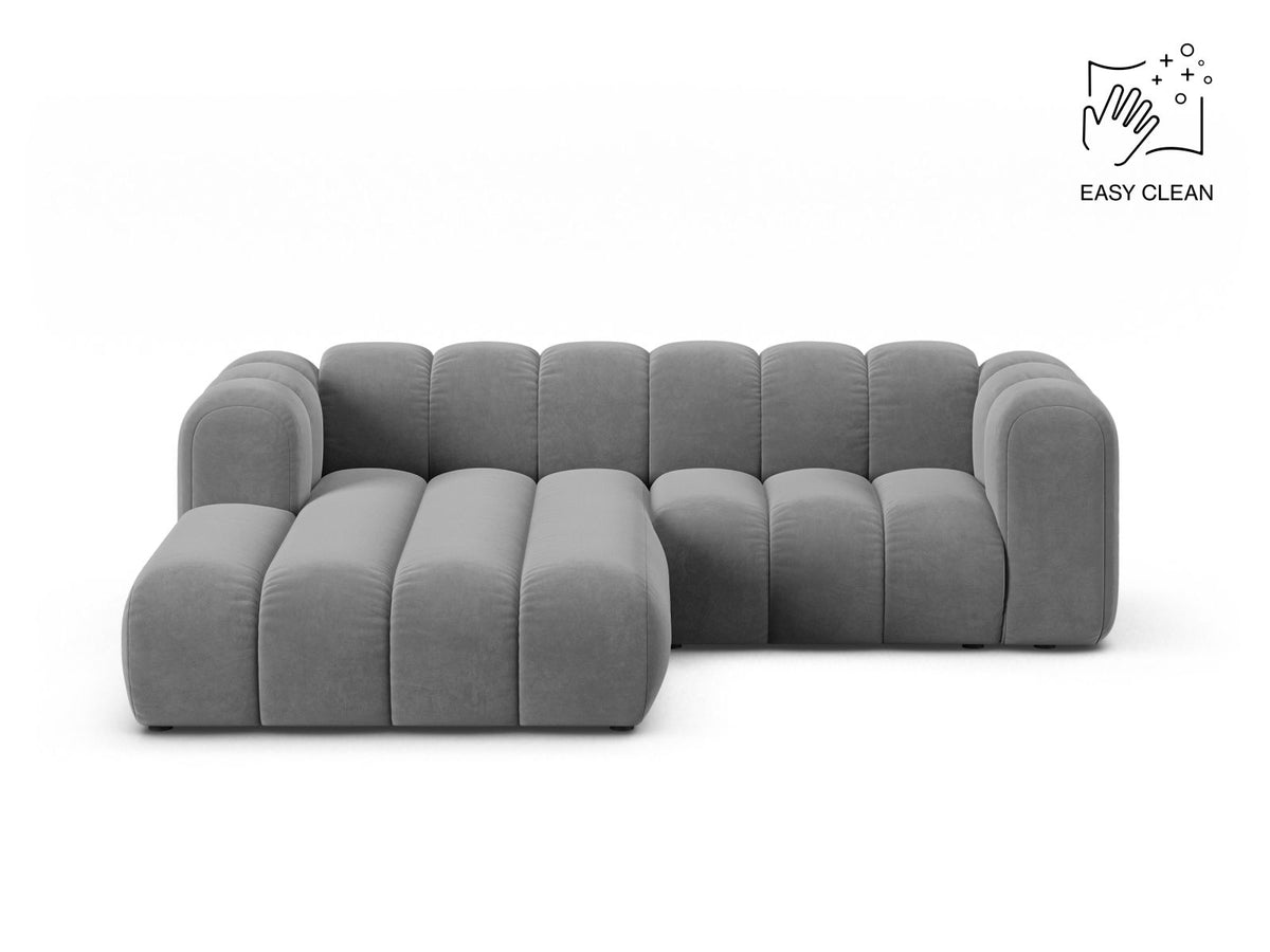 Lupine — Corner Sofa Light Grey (Venus 2929) Black Plastic Left